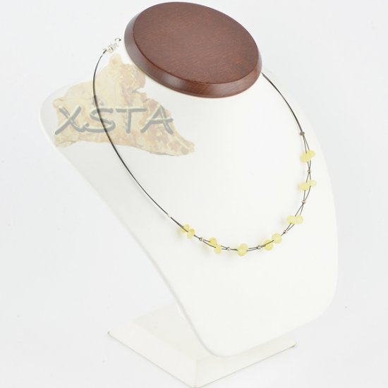 Raw amber necklace lemon with wire